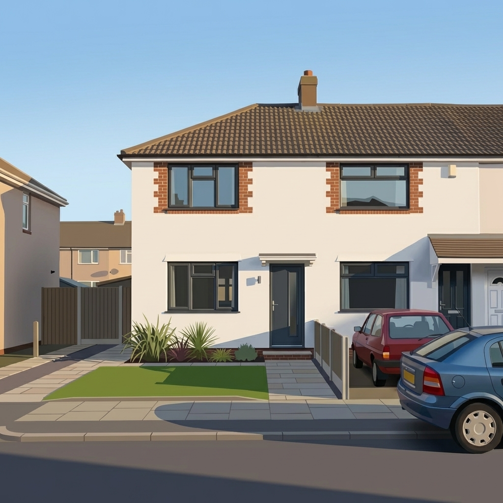 London terrace — external render, architectural concept style